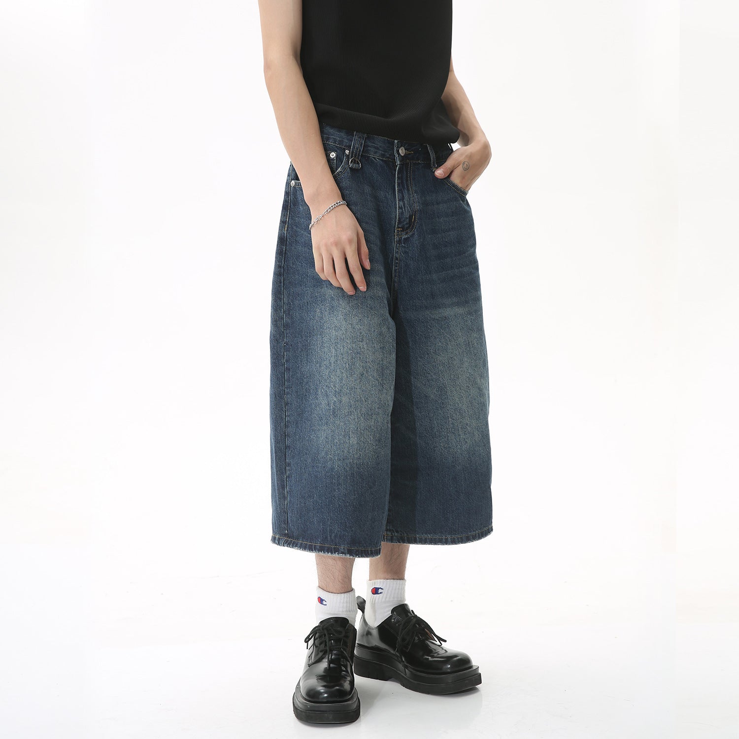 Denim Cropped Pants Men
