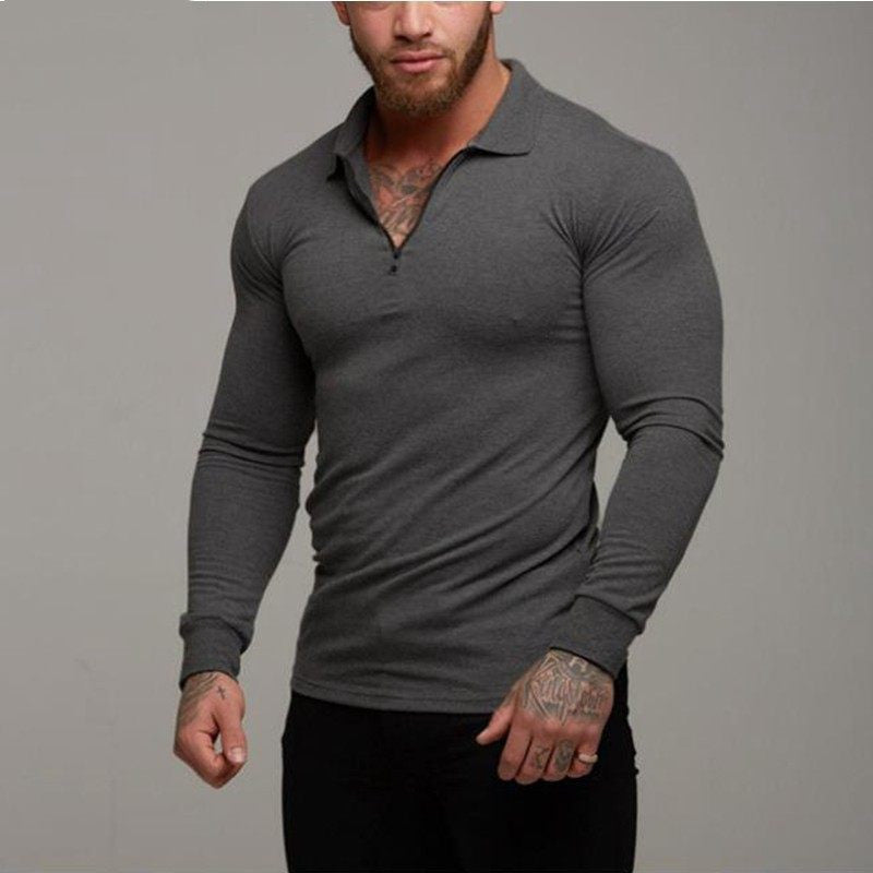 Man wearing a gray long-sleeve shirt against a gray background
casual everyday wear
comfortable cotton t-shirt
lightweight long sleeve top
stylish casual shirt
basic wardrobe essential