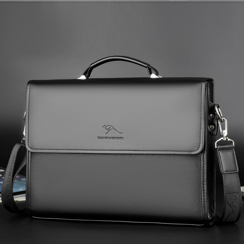 Gray leather briefcase 
travel crossbody bag
adjustable strap bag
trendy fashion bag
versatile shoulder handbag
durable crossbody bag
modern messenger bag