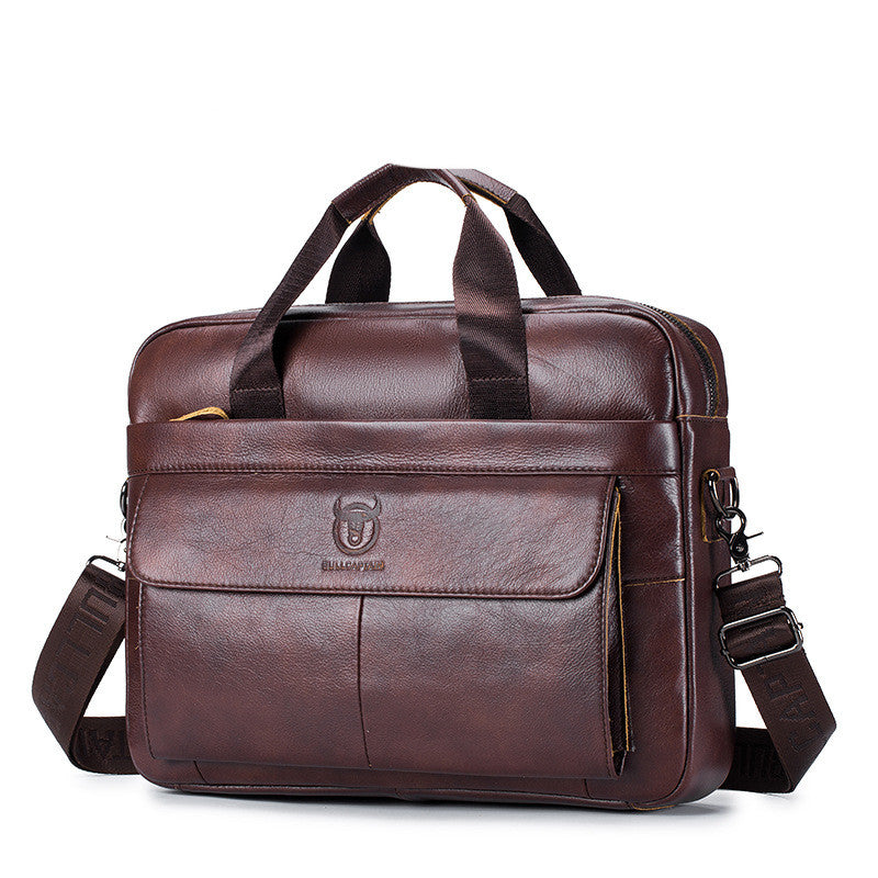Brown leather briefcase with shoulder strap 
executive briefcase
office messenger bag
premium leather bag
crossbody briefcase
business travel bag
leather office bag
luxury work briefcase
